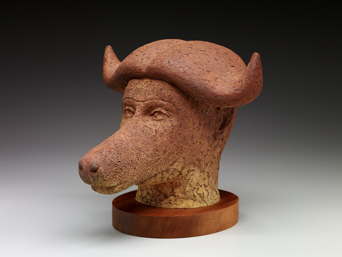 MAN WITH A BUFFALO MASK by norman holen