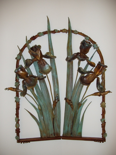 WINDOW OF IRISES by deb zeller